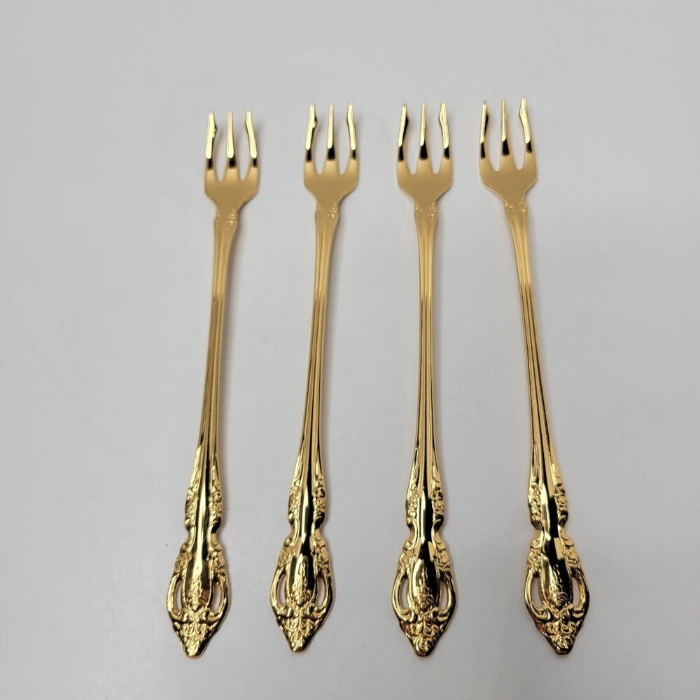 Oneida Community Golden Brahms Gold Electroplate Flatware Lot of 4 Cocktail Fork